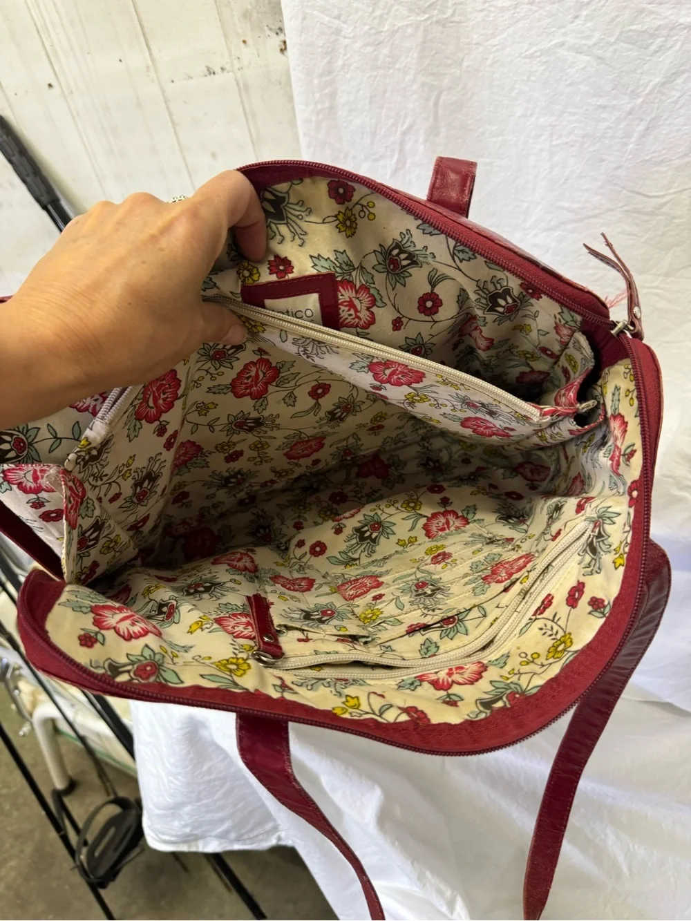 latico Red Leather Laptop Tote